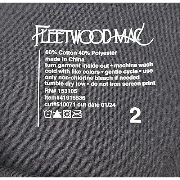Fleetwood Mac Womens Distressed Graphic T-shirt Sz 2 Gray Colorful Rock Concert - Picture 3 of 6